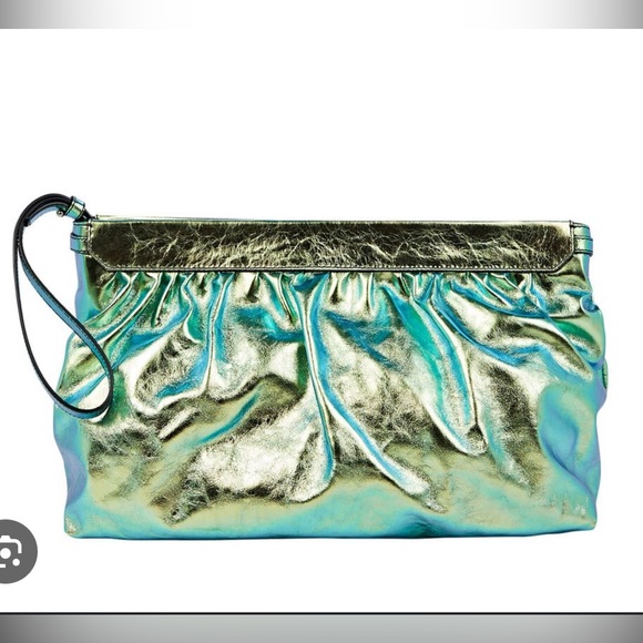 Isabel Marant Pochette Luz Clutch in Metallic Green - Picture 1 of 9